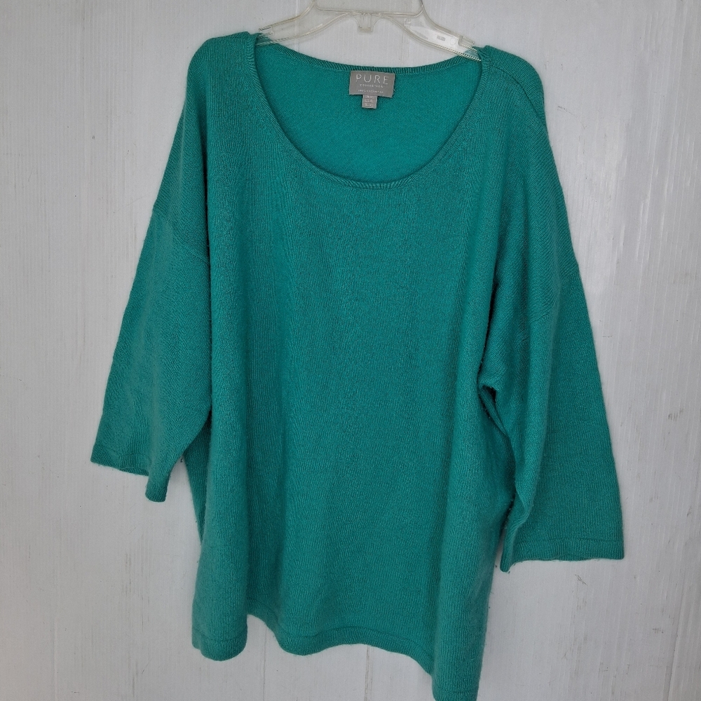 Pure Collection Turquoise Cashmere Sweater Womens Size XL